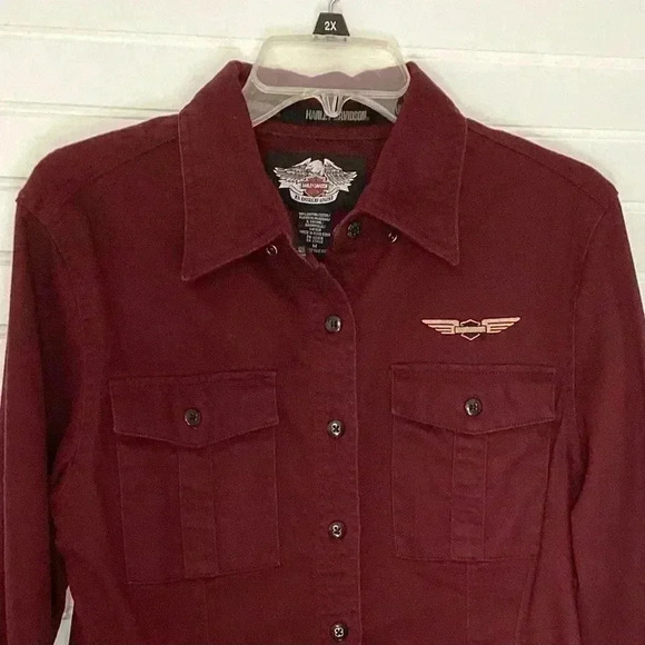 Harley-Davidson embroidered shirt Maroon Size Medium - Picture 2 of 10